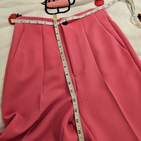 NWT Zara Pink Cropped High Waist Trouser XS - Picture 5 of 8